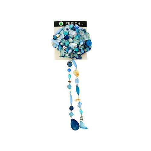Hair Clip with Assorted Blue Beads ( Case of 12 )
