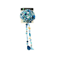 Hair Clip with Assorted Blue Beads ( Case of 8 )