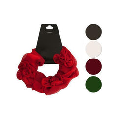Satiny Hair Twister with Ruffle Flower Accents ( Case of 48 )