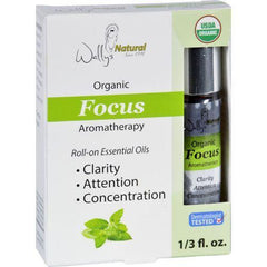 Wallys Natural Products Aromatherapy Blend  Organic  Roll On  Essential Oils  Focus  .33 oz
