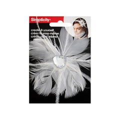 White Feather with Heart Jewel Headband Accent ( Case of 24 )