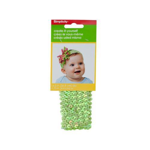 Simplicity 145 Inch Lime Green Sequin Stretch Headband ( Case of 48 )