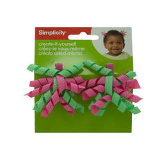 simplicity 2 piece mini green/pink korker hair clips ( Case of 18 )
