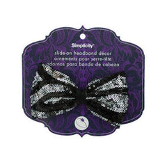 simplicity black/silver sequin bow headband accent ( Case of 48 )
