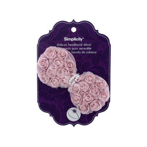 simplicity pink ruffle flower slide on headband accent ( Case of 24 )