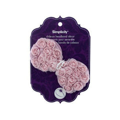 simplicity pink ruffle flower slide on headband accent ( Case of 96 )