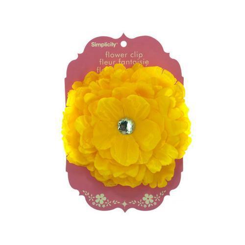 Large Yellow Flower with Jewel Clip ( Case of 15 )